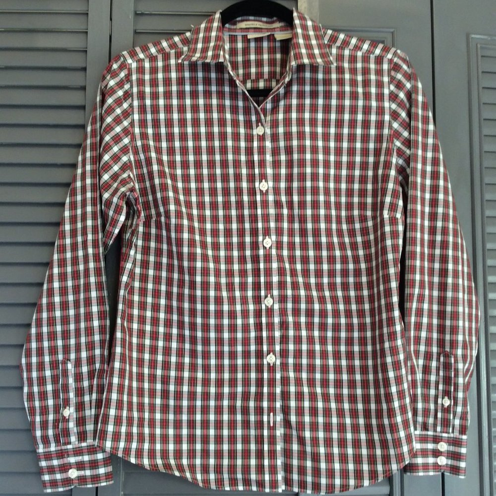 L.L.Bean Wrinkle Resistant Red Plaid Shirt